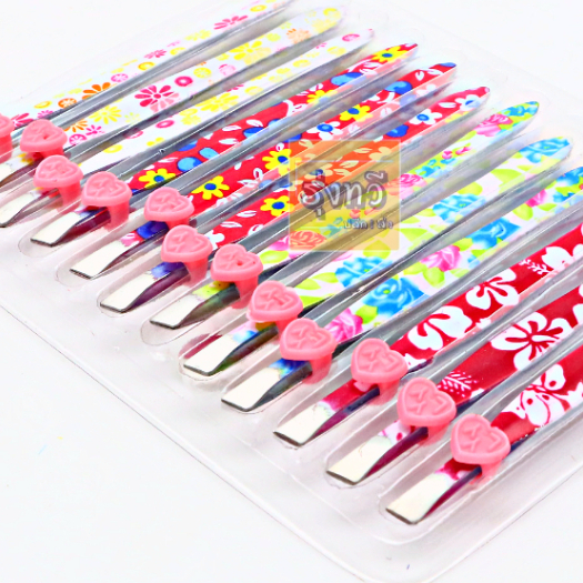 รวม แหนบ พิมพ์ลาย ปากเฉียง -ปากตรง - ตราผึ้ง -แหนบ 209 YILIYA (12อัน)  💗 แหนบลาย - รูปที่ 4