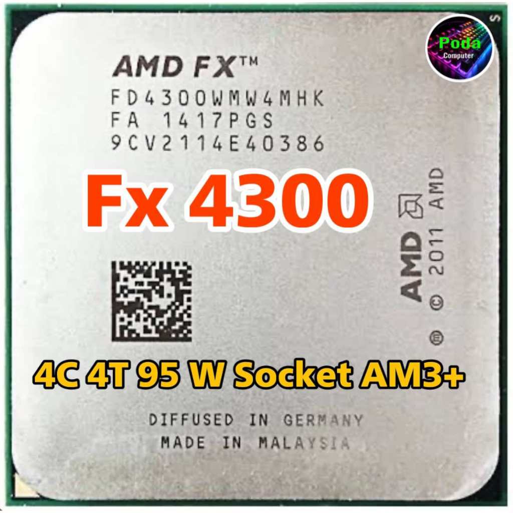 ซีพียู CPU FX4300 3.8 GHz Turbo 4.0 GHz (4คอ4เทรด) ฟรีซิลิโคน1ซอง FX 4300
