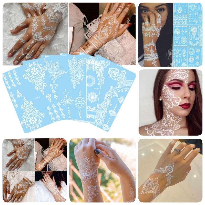แทททูสีขาว เฮนน่าสีขาวสำเร็จรูป พร้อมส่งจากไทย แม่ค้าคนไทย