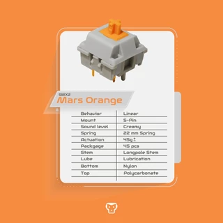 [รับประกัน 15 วัน] SARU Switch Mars Orange (Linear) สวิตช์ 5 pin ใส่กับคีย์บอร์ดแมคคานิคอล