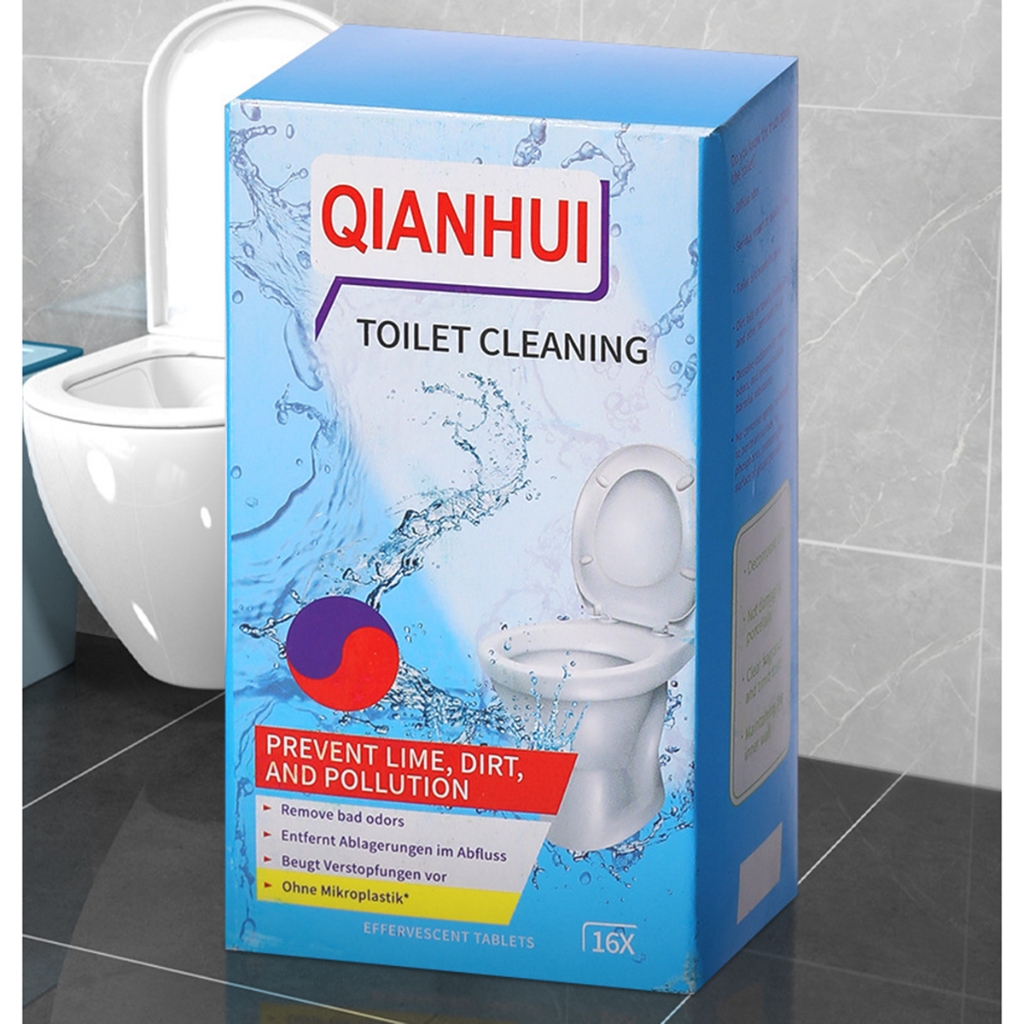 (ซื้อ 5 แถม 5) เม็ดฟู่ทำความสะอาดโถสุขภัณฑ์ชนิดบรรจุกล่อง 16 ชิ้น ขจัดคราบสกปรกและตะกรัน คราบปัสสาวะ น้ำยาล้างห้องน้ำ ตะ