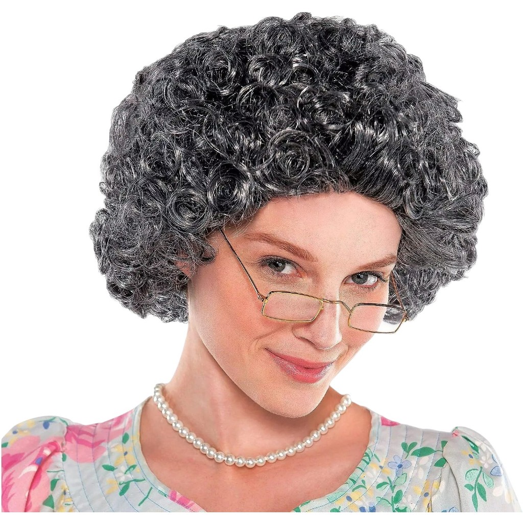 วิกคนแก่ วิกคุณยาย อาจุมม่า สำหรับงานปาร์ตี้ Old Lady Grandma Wig Bun  ด่วนมีส่งGrabค่า ราคา ถูกที่สุด ดีลบีเคเค แกลเลอรีภาพที่ 4