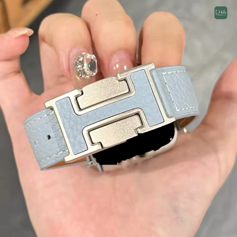 สายนาฬิกา Smartwatch สายหนัง H ตัวล็อค พรีเมี่ยม สายนาฬิกาแฟชั่น สำหรับ A - iwatch Series ขนาด38/40/41/42/44/45/46/49mm
