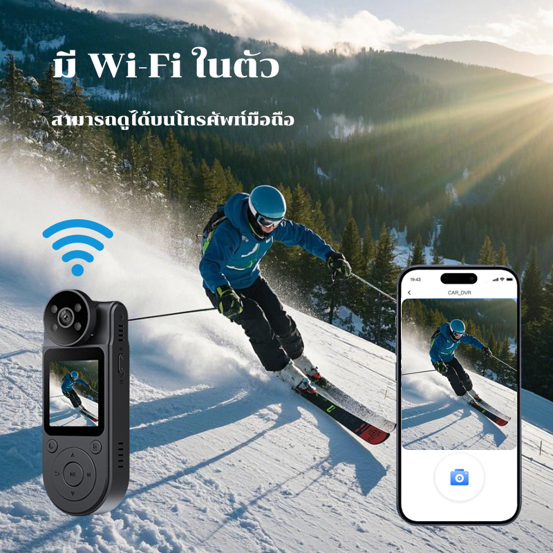 กล้อง action กล้องวิดีโอดิจิตอลขนาดกะทัดรัดรองรับการเชื่อมต่อ WiFi ที่สามารถถ่ายภาพวิดีโอแบบหมุนได้ 180 องศา body camera