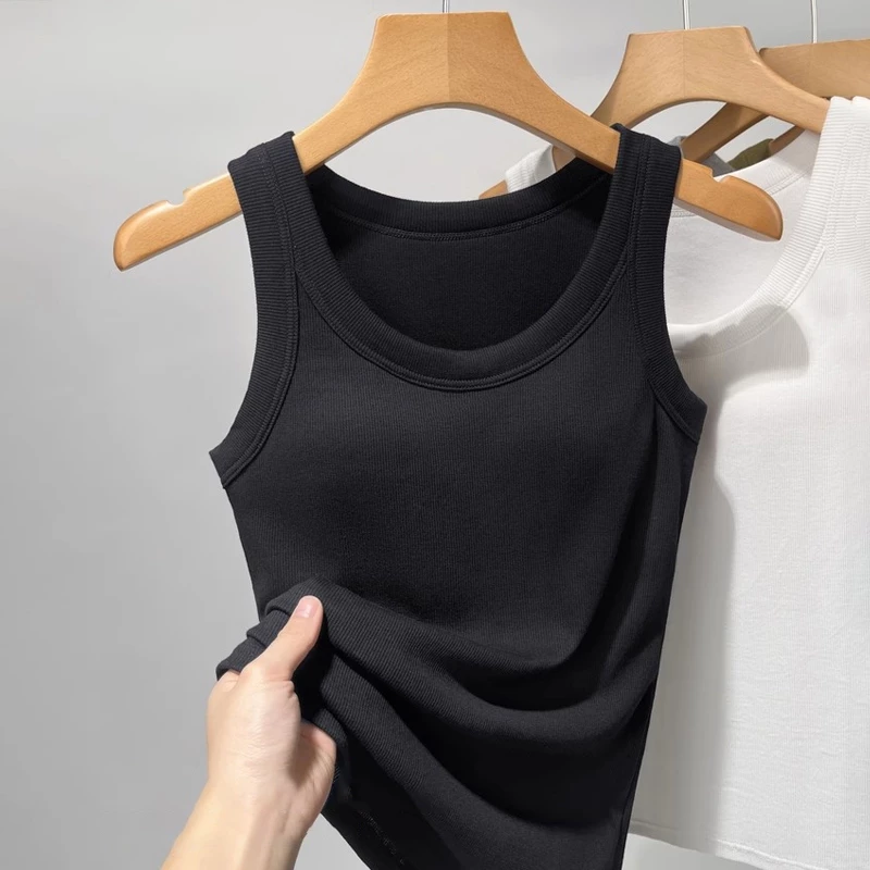 เสื้อกล้ามสีพื้น เสื้อทรงคอร์เซ็ท มีบราในตัว ฟองน้ำในตัว ใส่สบาย เสื้อกล้ามรัดรูป เสื้อแขนกุด สาวอวบใส่ได้