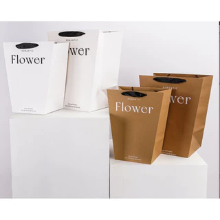 ถุงกระดาษ กระดาษคราฟท์ ใส่ของขวัญ ช่อดอกไม้ มี 2 ขนาด ลายFlower