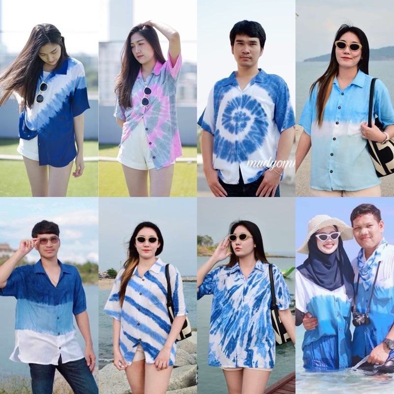 เสื้อฮาวายมัดย้อม ชุดไปทะเล เสื้อมัดย้อม ชุดมัดย้อม