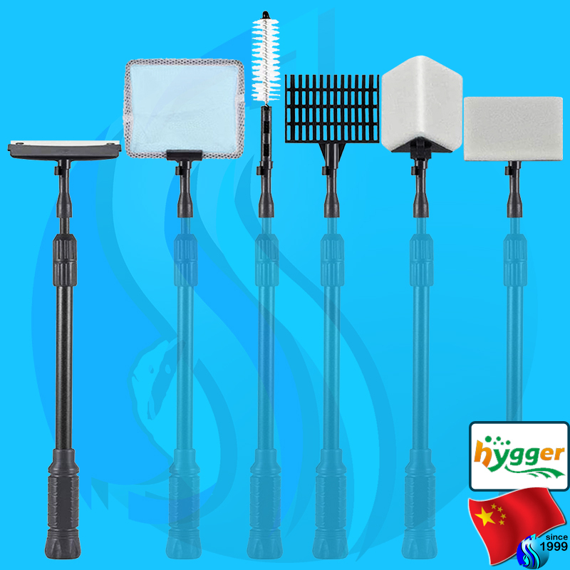 Hygger Aquarium Cleaner Tool Kit 6in1 HG-816 อุปกรณ์ทำความสะอาดตู้ fishnet algae scraper tube brush gravel rake sponge