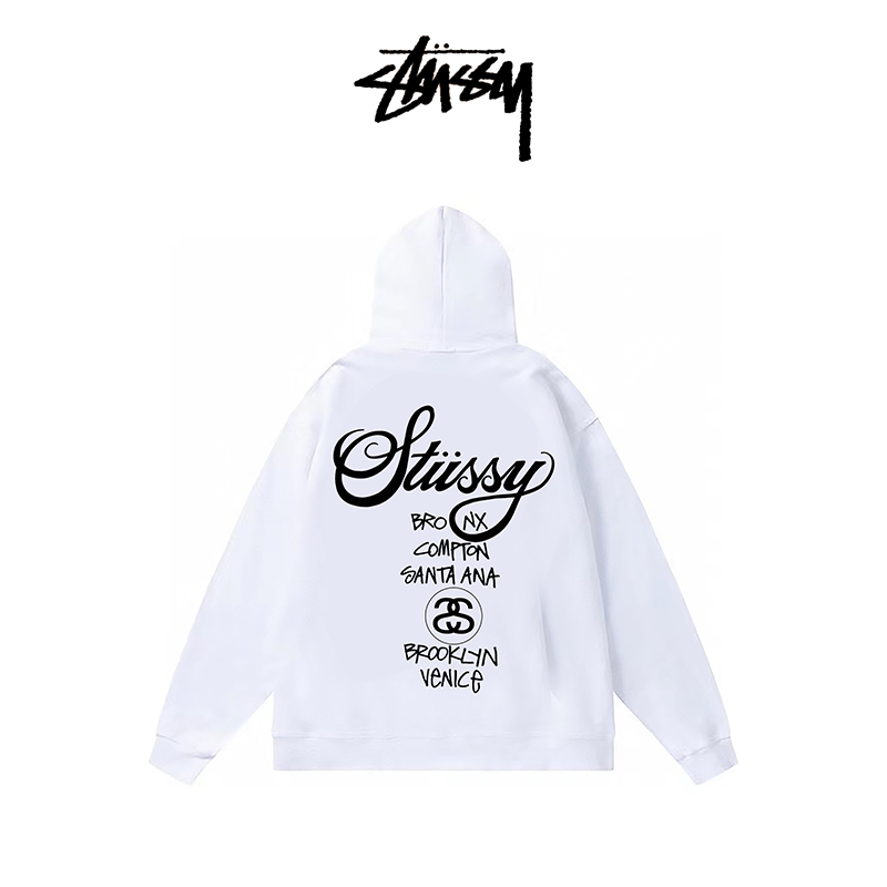 『 Stussy 』✈️พร้อมส่ง/ เสื้อฮู้ด stussy World Tour Zip Hoodie พิมพ์ลายโมโนแกรม