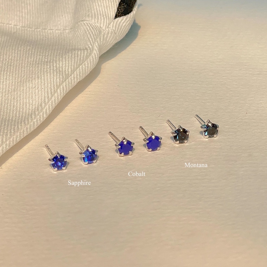 SissyJewelry // ต่างหูเงินแท้ รุ่น gem round stud (4mm) พลอยกลม4mm รูปที่ 4