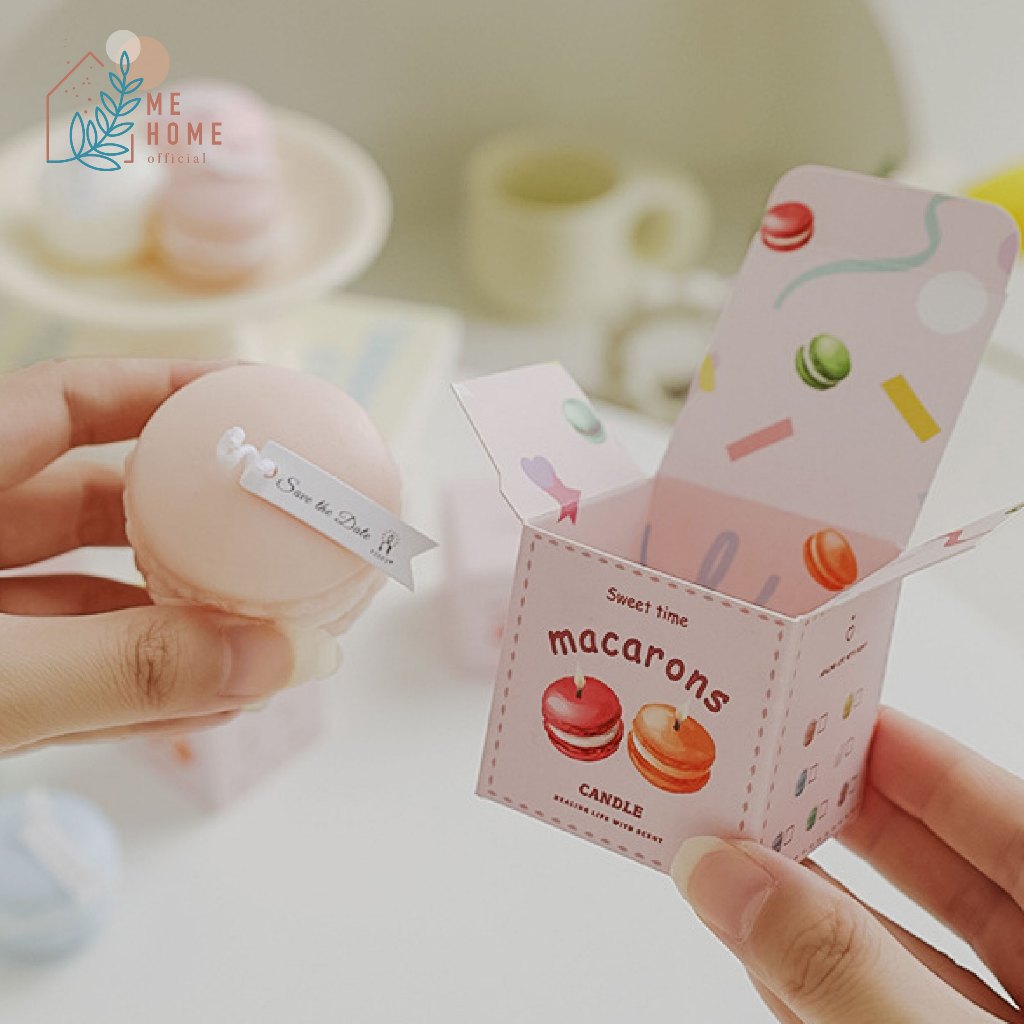 เทียนมาการองสุดน่ารัก สีพาสเทล หอมหวานสำหรับตกแต่งบ้าน เทียนหอม เทียนตกแต่ง - รูปที่ 3