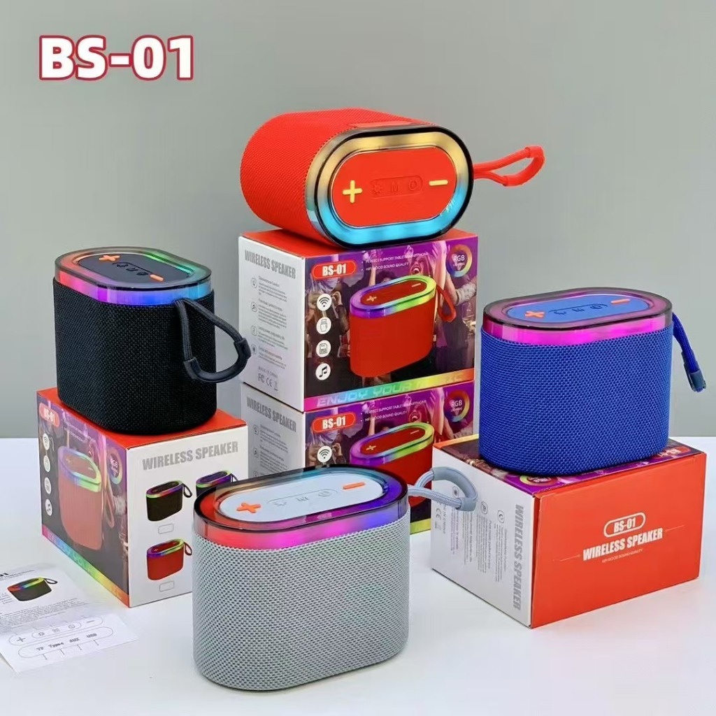 พร้อมส่งในไทย*ลำโพงบลูทูธแบบพกพา รุ่นBS-01 เบสแน่นเสียงดี LEDรองรับการเชื่อมต่อ Bluetooth