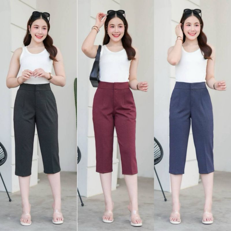 กางเกง 5 ส่วนทรงกระบอกเล็ก ทรงสวย ผ้ายืด เนื้อนุ่ม 
เอวสูงกำลังดี ทรงสวย เก็บหน้าท้อง ไม่บีบสะโพก

