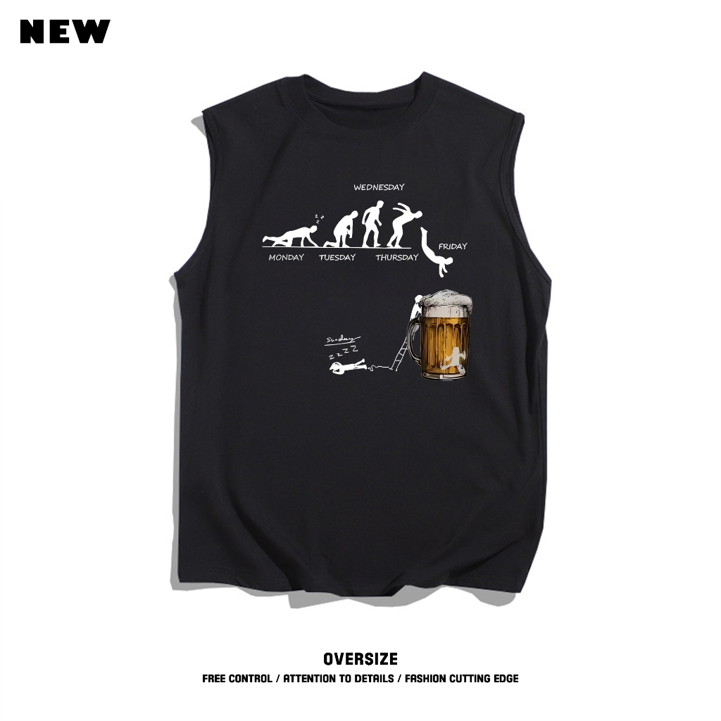 Y-T⚡Flash Sale⚡เสื้อกั๊กแขนกุดสำหรับผู้ชาย แฟชั่น สกรีนลาย คอกลม สวมใส่สบาย ผ้าฝ้าย100% เสื้อแขนกุด สตรีทสไตล์ - รูปที่ 3