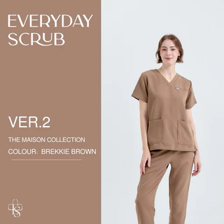 everydayscrub.bkk | ชุดสครับแพทย์(Ver.2) สี Brekkie Brown 🍞🥛 (เสื้อพร้อมกางเกง)