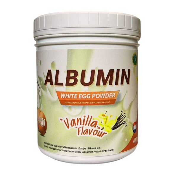 Albumin White Egg Powder Vanilla 400g ผงอัลบูมินจากไข่ขาว รส วนิลา