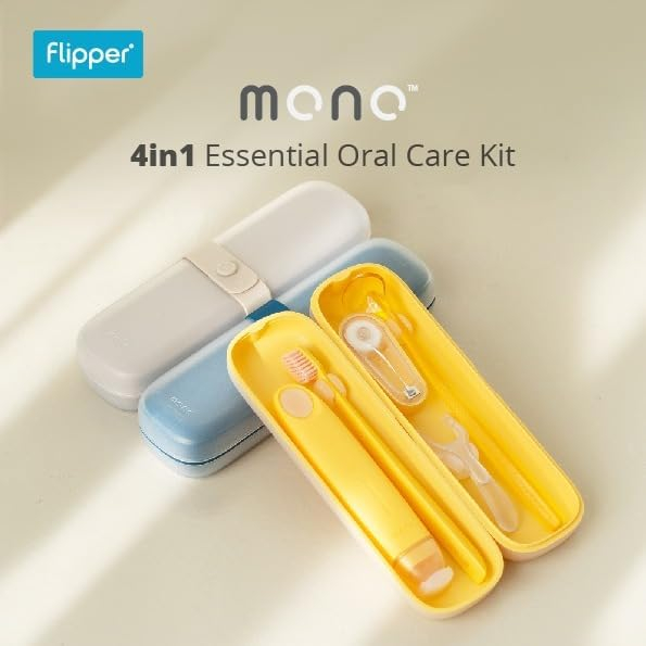 Flipper MONO | ชุดดูแลช่องปากสำหรับพกพา 4 in 1 | แปรงสีฟัน-ยาสีฟัน-ที่กวาดลิ้น-ไหมขัดฟัน