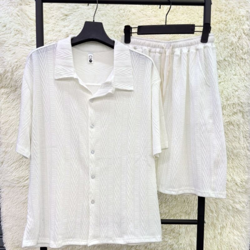 พร้อมส่ง⚡️ชุดเสื้อทีเชิร์ต (เสื้อคอปก  + กางเกงขาสั้น)  T 2501