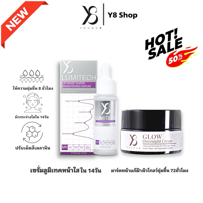 Y8 Lumitech Serum ⚡️ลูมิเทคเซรั่ม15ml+ครีมบำรุงผิวลดฝ้า กระ ปรับผิวสว่างกระจ่างใส ส่งภายในวัน