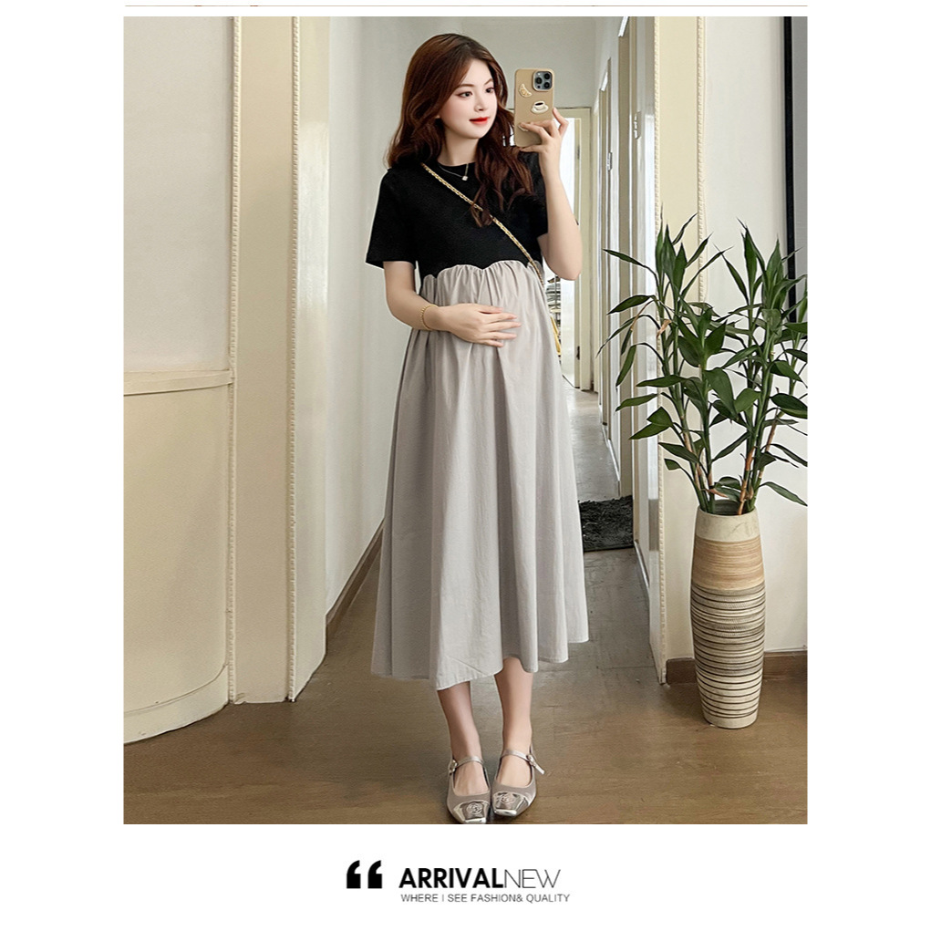 LY 113  ยาว 44 นิ้ว ชุดคลุมท้องแฟชั่น ผ้าcotton spandex ใส่สบาย