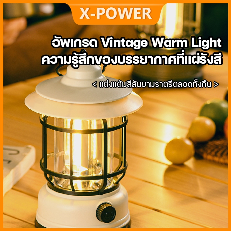 ตะเกียงแคมป์ปิ้ง โคมไฟแคมป์กลางแจ้งย้อนยุค COB แคมป์ไฟแบบพกพา L-ED โคมไฟฉุกเฉิน แบบชาร์จไฟแบบพกพา type c โคมไฟย้อนยุคCOB