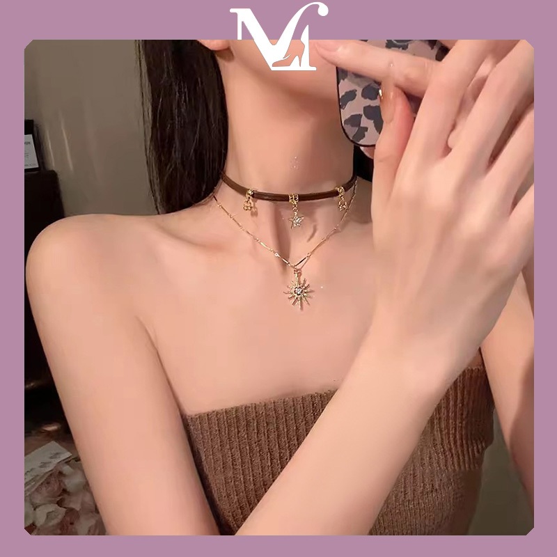 สร้อยคอรูปดาวแสนหวานสุดเก๋ [พร้อมส่งจากไทย] คุณภาพสูง โซ่กระดูกไหปลาร้าสไตล์อเมริกัน แฟชั่นอินเทรนด์ สร้อยคอจี้ ทรงฮิต