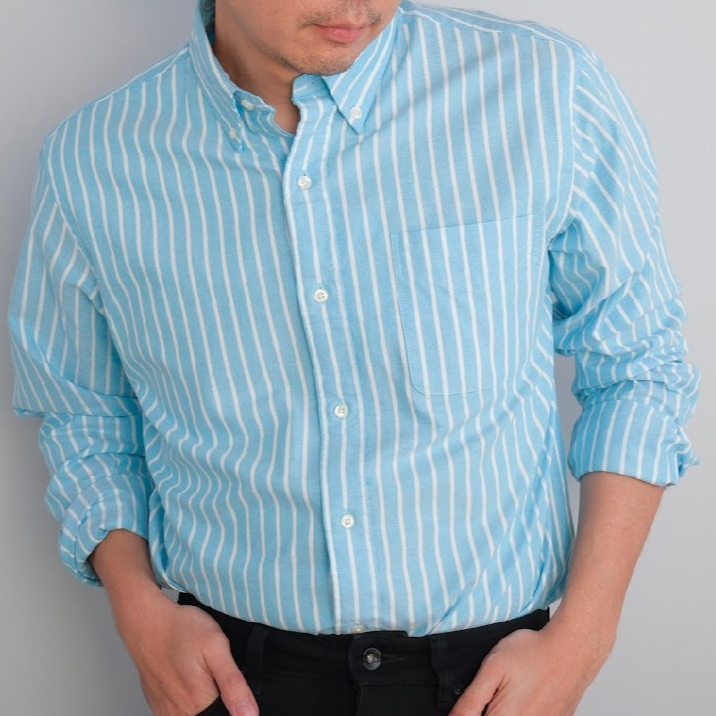 era-won Premium Quality เสื้อเชิ้ต คอปก Dress shirt Regular Shirt แขนยาว สี Blue