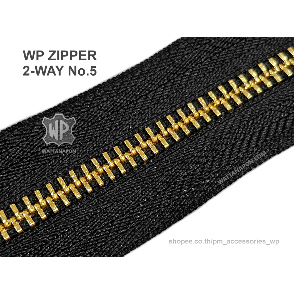 WP ZIPPER 2-WAY No.5 ซิปกระเป๋า ซิปตัดทูเวย์ ฟันทองเหลือง ซิปกระเป๋า ราคาต่อ1หลา, price per 1 yard