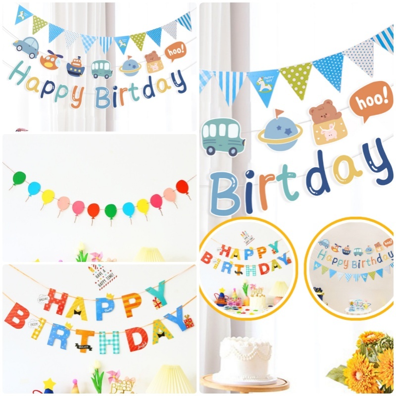 [ส่งจากไทย] มีหลากหลายสีให้เลือก ธง สายงานวันเกิด ของ ตกแต่ง วันเกิด ตกแต่งงานปาร์ตี้ Backdrop