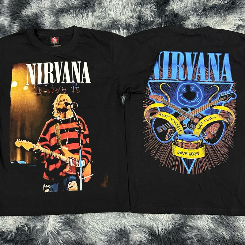 เสื้อยืด Nirvana เคิร์ทเสื้อดำแดง ป้าย RockYeah ผ้าคอตตอน 100