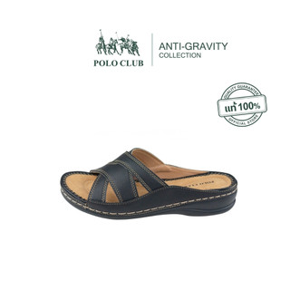 POLO CLUB รองเท้าแตะแบบสวม รุ่น AG-2848 สีดำ | รองเท้าแตะผู้หญิง สูง 1 นิ้ว