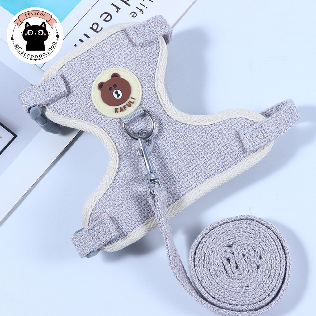 🌵 สายจูงแมวรัดอก สายจูงแมว สำหรับสัตว์เลี้ยง ลายหมี ฟรีไซส์ 6-12กก. พร้อมสายจูง 🌵 - รูปที่ 5