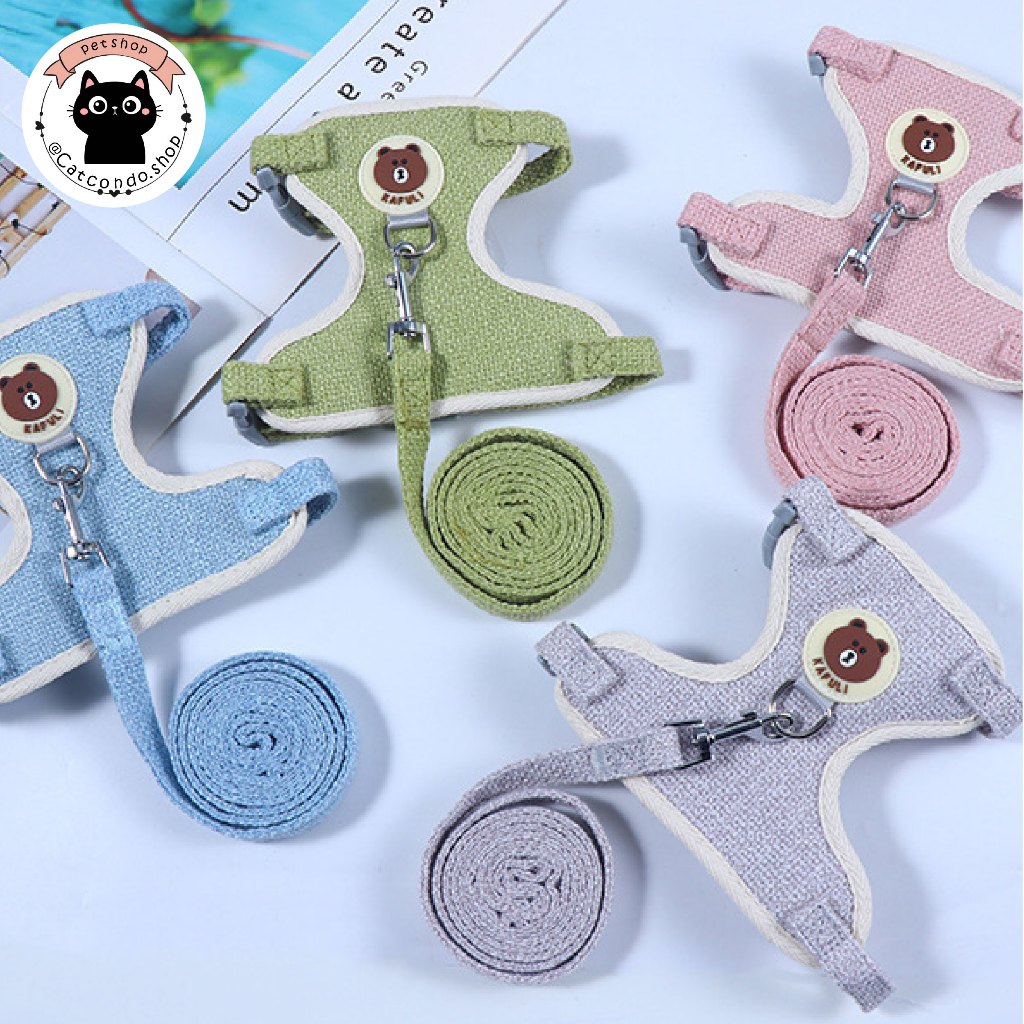 🌵 สายจูงแมวรัดอก สายจูงแมว สำหรับสัตว์เลี้ยง ลายหมี ฟรีไซส์ 6-12กก. พร้อมสายจูง 🌵 - รูปที่ 2