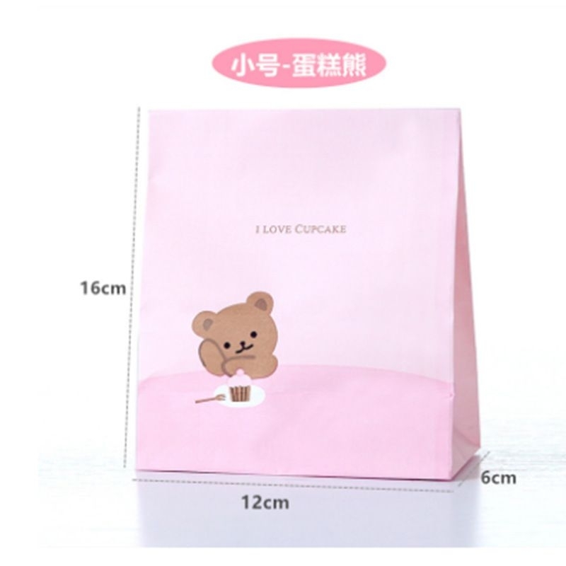 พร้อมส่ง ถุงกระดาษน้องหมี ใบใหญ่ ลายน่ารักๆ ใส่ขนมเครื่องเขียน - รูปที่ 4