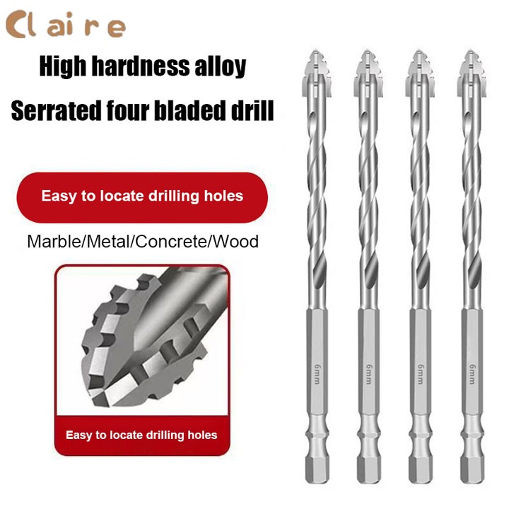 COD ดอกสว่าน ดอกสว่านอิฐสําหรับอิฐ,แก้ว,พลาสติกและไม้,ปลายทังสเตนคาร์ไบด์ทํางานด้วยกระเบื้องเซรามิก,กระจกติดผนัง Claire