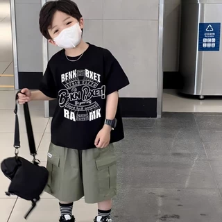 Beryl kids🌸เสื้อแขนสั้นเด็กแฟชั่น🎀เสื้อยืดคอกลม งานสกรีนหล่อๆ สไตล์เกาหลี ฤดูร้อน ลำลองใส่สบาย