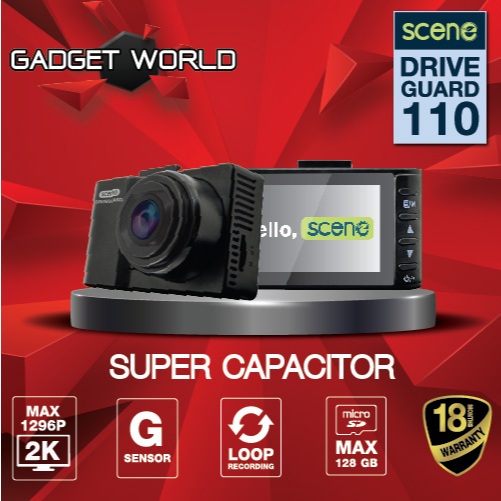 กล้องติดรถยนต์ SCENE Drive Guard 110 l  2K 1296P - Rear Camera ( 480P ) for Option