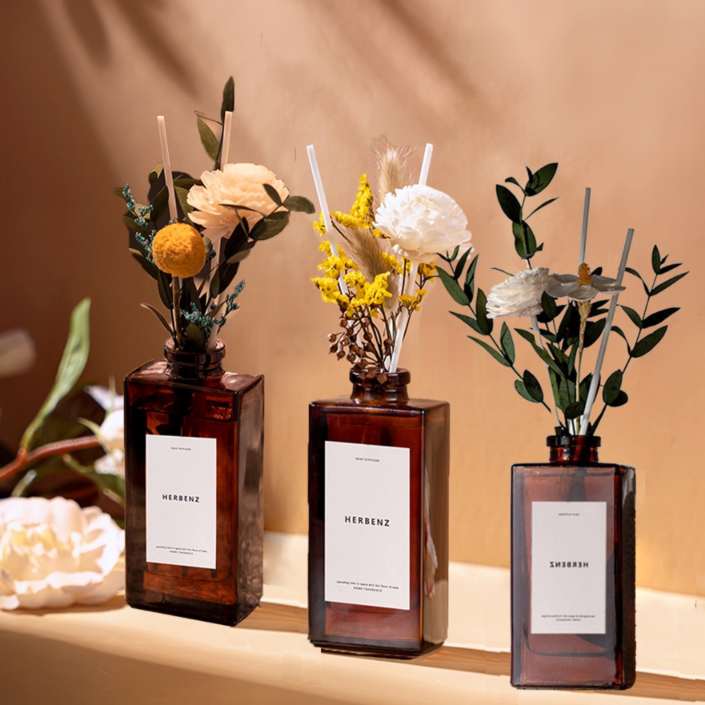 🏷️[Home] ก้านไม้หอมปรับอากาศ น้ำหอมปรับอากาศ Reed Diffuser ขนาด150ml ก้านไม้หอมระเหย ดอกไม้3D ฟรีดอกไม้ตกแต่ง