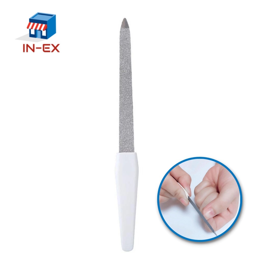 ตะไบเล็บ ตะไบเล็บโลหะ ด้ามยาวสีขาว แต่งทรงเล็บมือ ใช้ได้สองด้าน  BY INEXSHOP