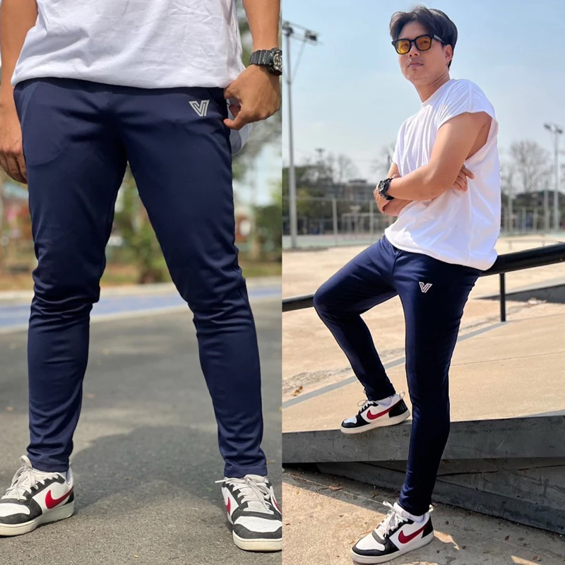 กางเกงขายาว jogger Slim2 สีกรม สีดำดีไซน์ทรงสวยเข้ารูปใส่เท่ *