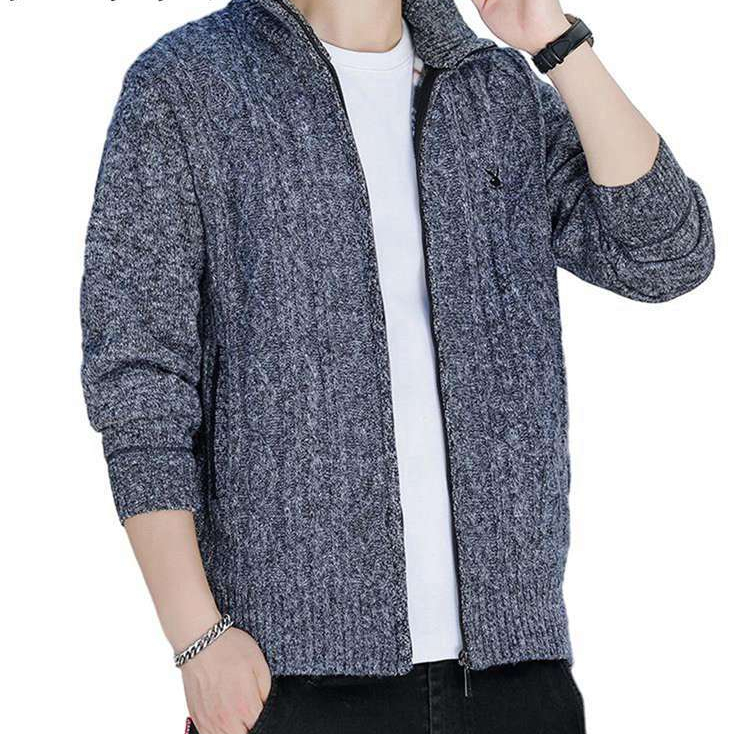 เสื้อคาร์ดิแกนไหมพรม ไซส์ใหญ่ L-9XL แบรนด์ส่งออก KING SIZE : Shaker Knit Zip-Front Cardigan