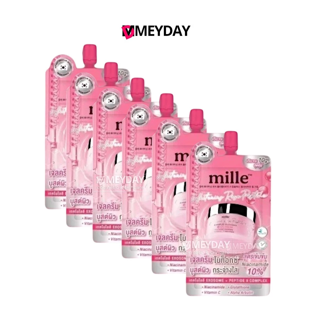 (ยกกล่อง) Mille White Rose Peptide Gel Cream มิลเล่ ไวท์ โรส เปปไทด์ เจล ครีม (เจลครีม โบท็อกซ์) 10g