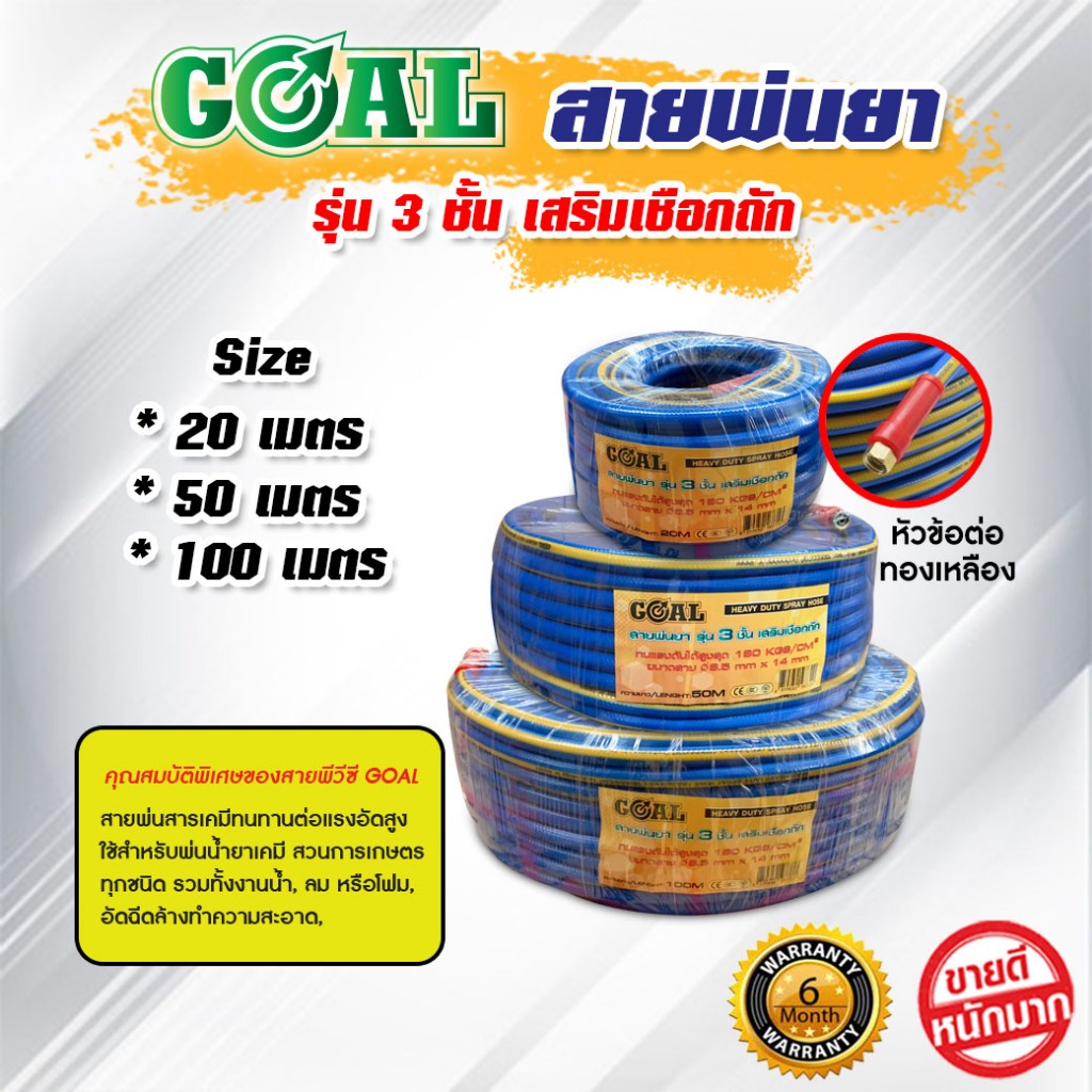 สายพ่นยา รุ่น 3 ชั้น เสริมเชือกถัก ขนาด 20 , 50 , 100 เมตร สินค้าพร้อมส่ง จัดส่งไว สายพ่นยาแรงดันสูงคุณภาพอย่างดี