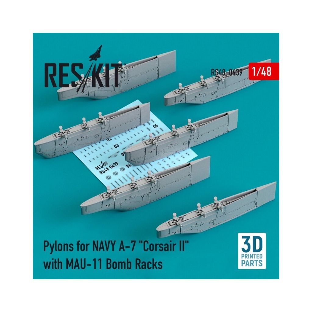 RS48-0439  Pylons for NAVY A-7 "Corsair II" with MAU-11 Bomb Racks (3D Printed)  (1/48)