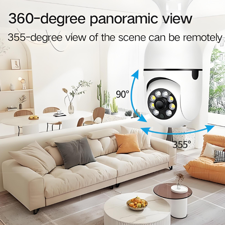กล้องวงจรปิด CCTVความละเอียดสูง360°อินฟราเรด กล้องรักษาความปลอดภัย Wifi กล้อง IP ระยะไกล กล้องหลอดไฟ