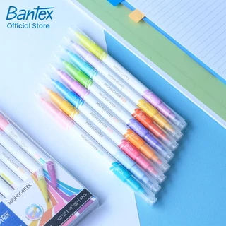 Bantex ปากกาไฮไลท์ สีพาสเทล ปากกาเน้นข้อความ 8แท่ง 16สี เมจิค เน้นข้อความสำคัญ 2หัว ระบายสี Highligh