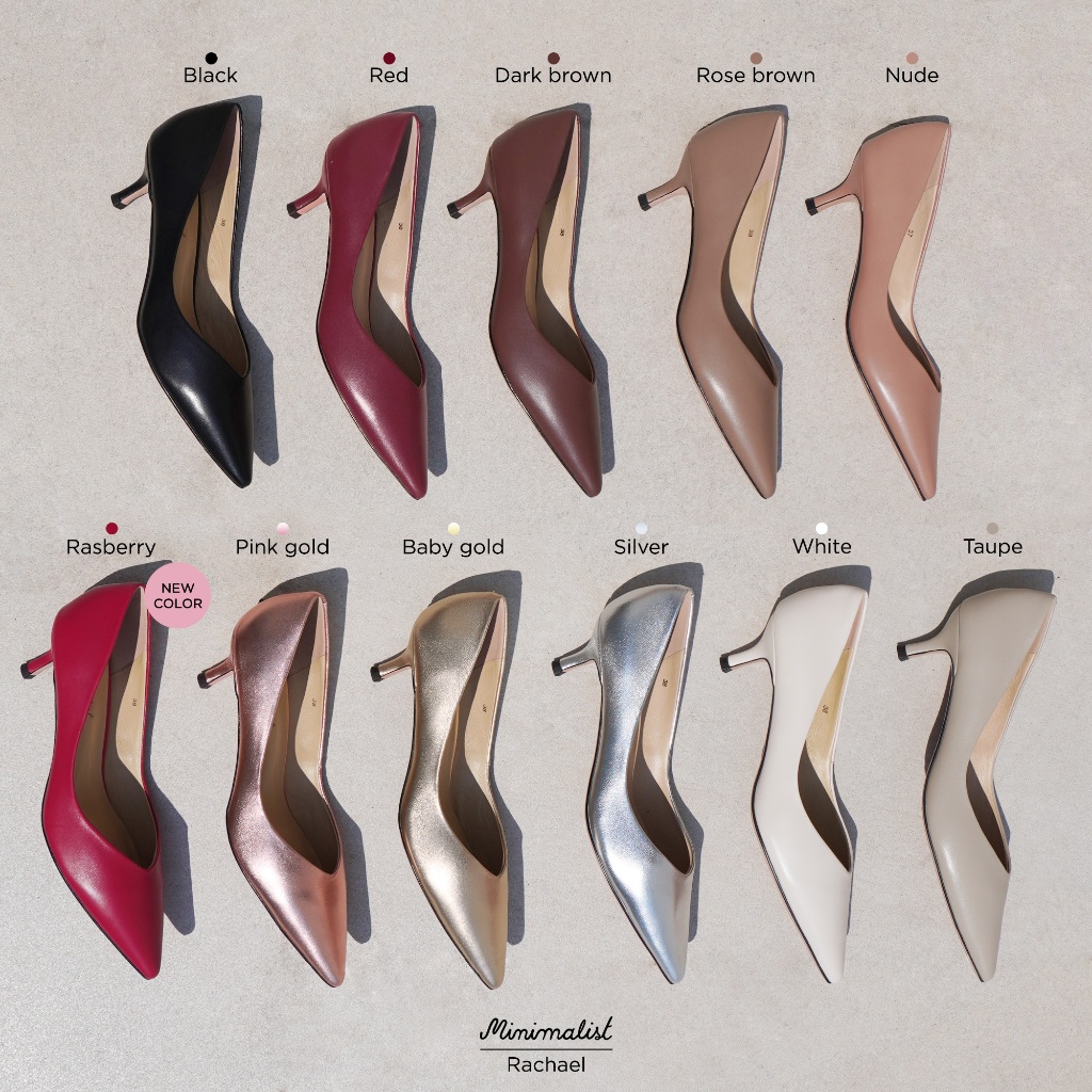 𝐌𝐈𝐍𝐈𝐌𝐀𝐋𝐈𝐒𝐓 รองเท้าส้นสูงหนังแกะ รุ่น Rachael (black) สูง 2 นิ้ว ไม่เมื่อยเท้า หน้าเท้าไม่แคบ