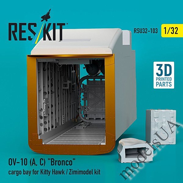 RSU32-0103  OV-10 (A, C) "Bronco" cargo bay for Kitty Hawk / Zimimodel kit (3D Printed) (1/32)