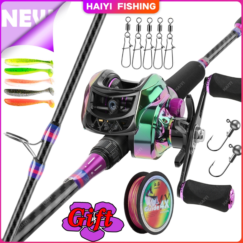 🐬HAIYI FISHING🐬ชุดรอกคันเบ็ดตกปลา 165 ซม. 180 ซม. 7.2:1 คันเบ็ดครบชุด พร้อมสายตกปลา และชุดอุปกรณ์ตกปลา คันตีเหยือปลอม