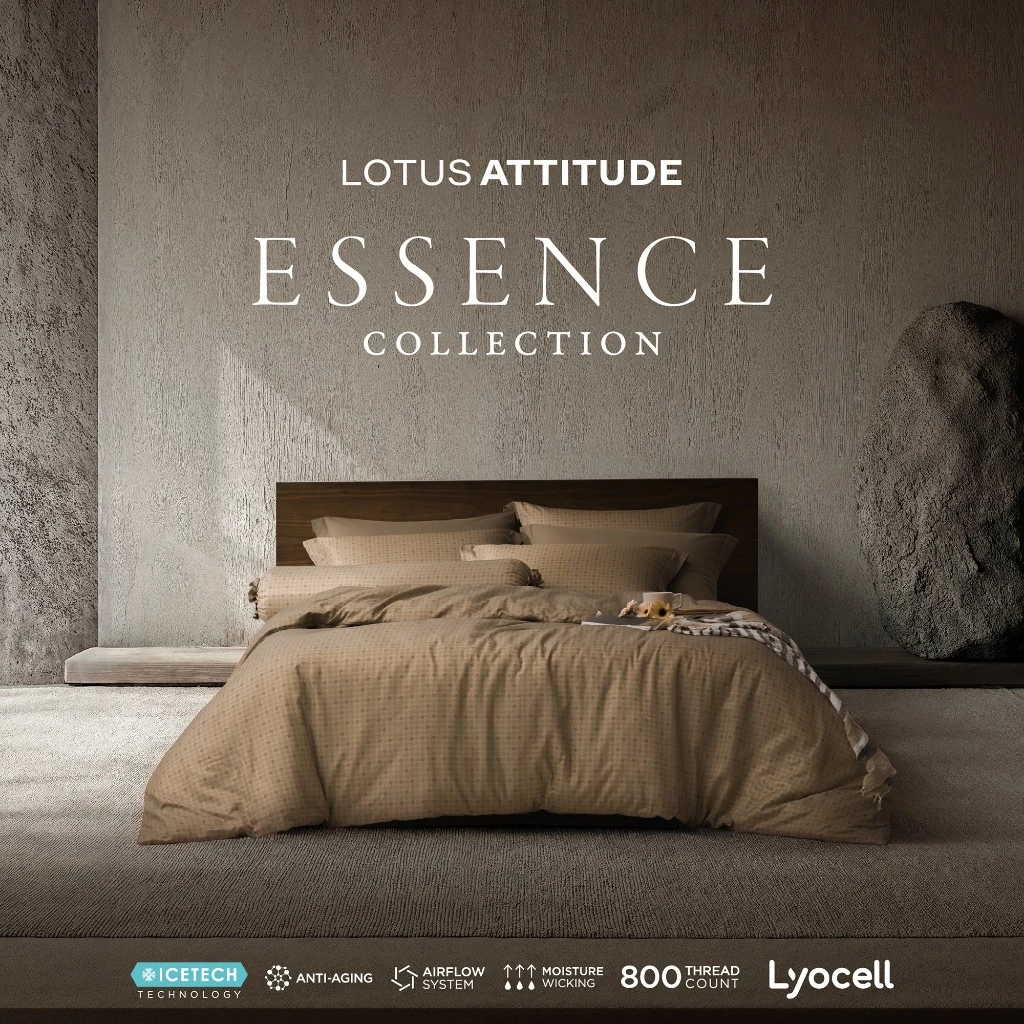LOTUS ATTITUDE ชุดผ้าปู เทคโนโลยีผ้าถนอมผิว ทอ 800 เส้น รุ่น Essence ส่งฟรี